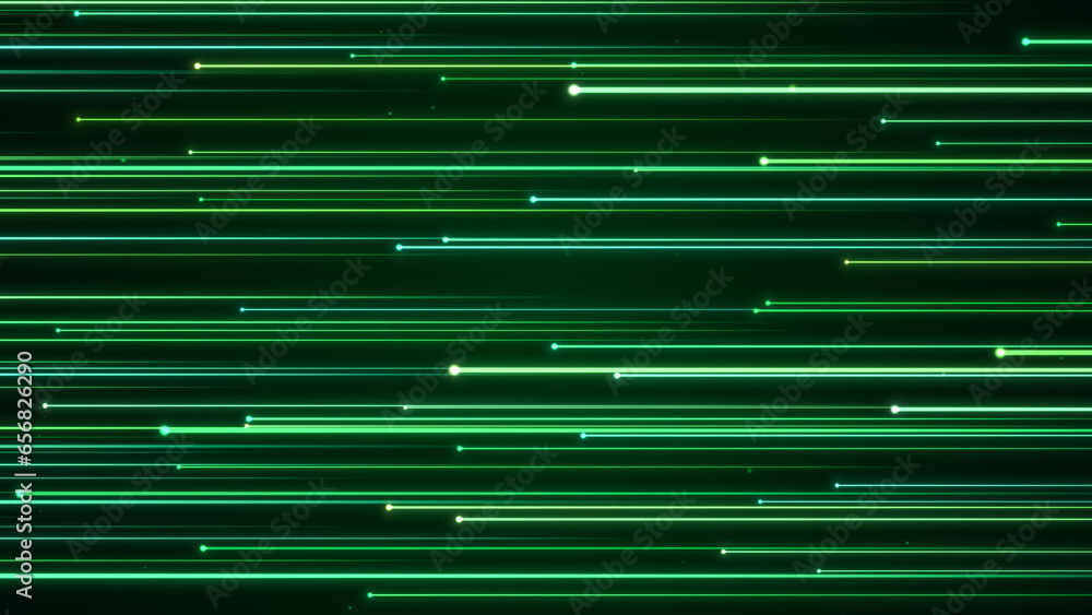 Green energy star light trail background, Long exposure fast streak line motion, colorful futuristic glowing speed neon backdrop, future renewable power technology concept 3d rendering - obrazy, fototapety, plakaty 