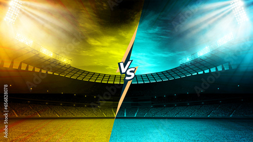 Cricket template for team battle match. Cricket background with stadium lights, gallery and field. Amazing readymade background for sports social media posts. India vs Australia vs Sri Lanka