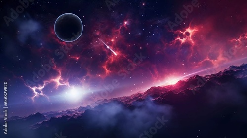 space background featuring planets with shiny stars