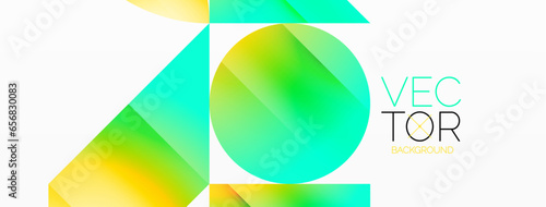 Serene gradient template. Circles and triangles mingle in minimalist perfection. Gentle fusion of forms and hues creates balanced yet captivating backdrop, embodying modern sophistication