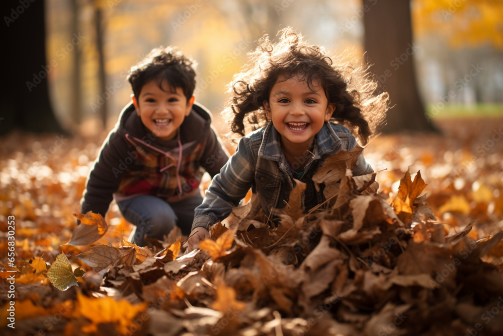 Children playing in leaves 3 Children playing in leaves 3