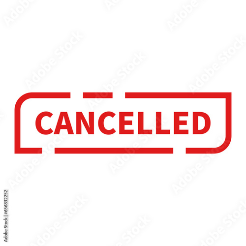 Cancelled Stamp In Red Rectangle Line Shape For Reject Information
