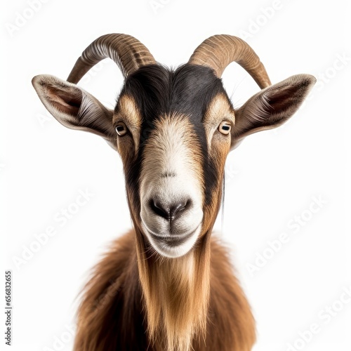 goat face shot isolated on white background cutout, Generative AI