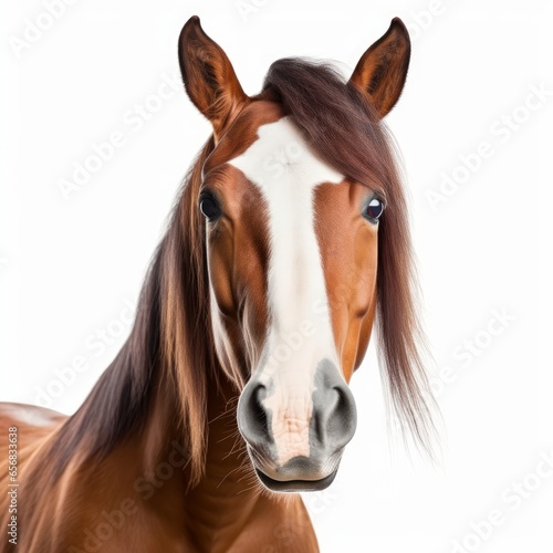 horse face shot isolated on white background cutout, Generative AI 