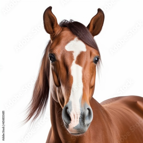 horse face shot isolated on white background cutout, Generative AI 