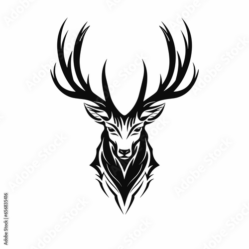 Simple Abstract Black and White Deer Head Logo Design Shape