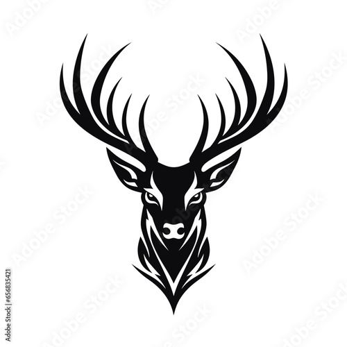 Simple Abstract Black and White Deer Head Logo Design Shape