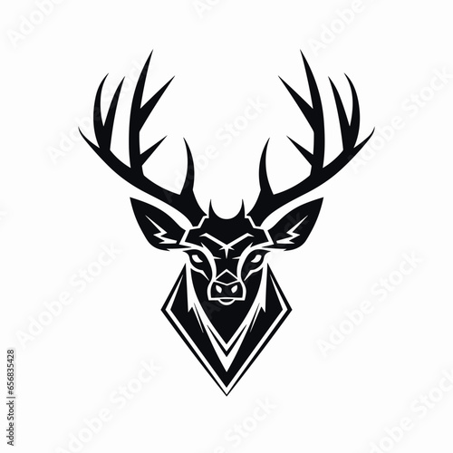Simple Abstract Black and White Deer Head Logo Design Shape