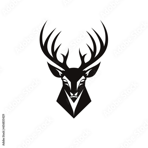Simple Abstract Black and White Deer Head Logo Design Shape