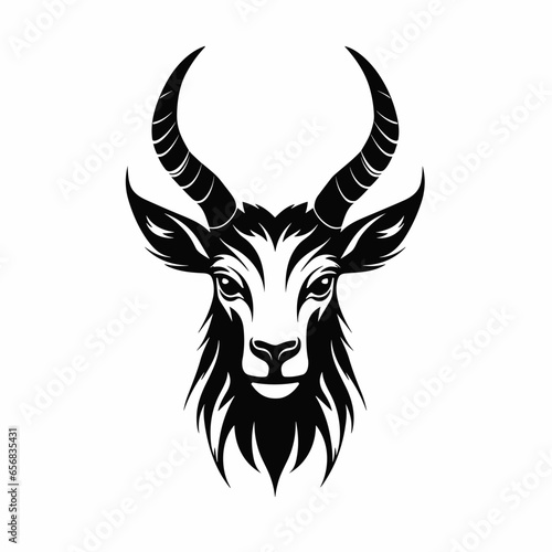 Simple Abstract Black and White Deer Head Logo Design Shape