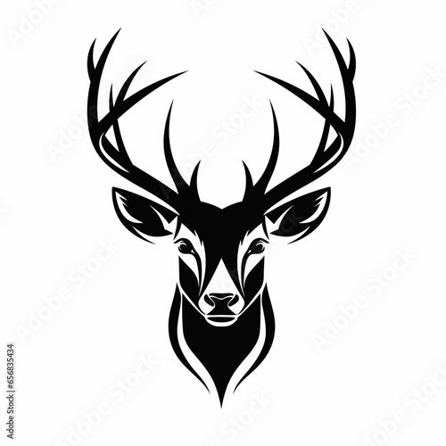 Simple Abstract Black and White Deer Head Logo Design Shape