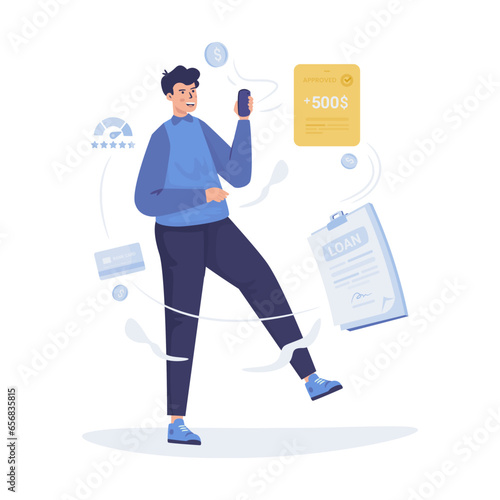 Applying bank loan approved vector illustration