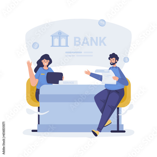 Bank customer service registration vector illustration