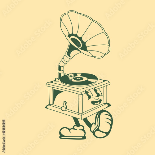 Vintage character design of a gramophone
