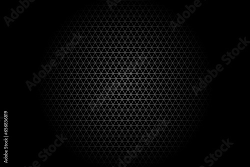 Black triangles grid in cricle shape patten and gradient background. Black and gray pattern
