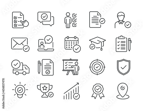Checkmark thin line icons. Editable stroke. For website marketing design, logo, app, template, ui, etc. Vector illustration.