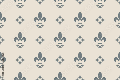 Wallpaper in the style of Baroque. Seamless vector background. Beige and gray floral ornament. Graphic pattern for fabric, wallpaper, packaging. Ornate Damask flower ornament
