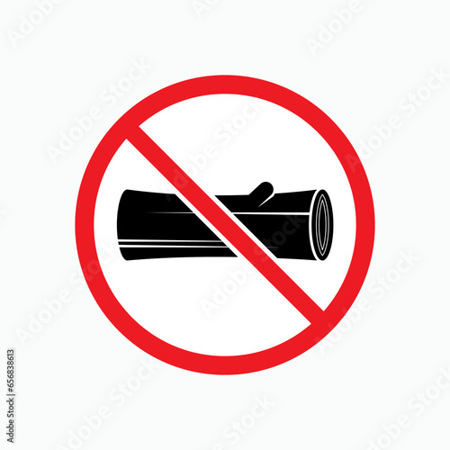 Illegal Logging Icon. Wood Exploitation, Deforestry Symbol. 