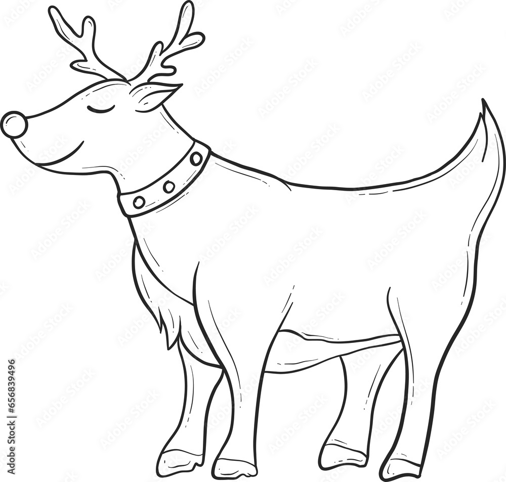 Fototapeta premium cute christmas deer outline decoration