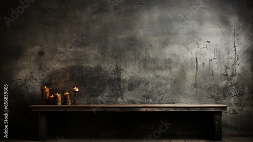 Grunge black wall texture dark concrete floor rough background