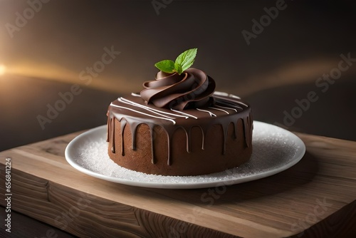 chocolate cake with mint