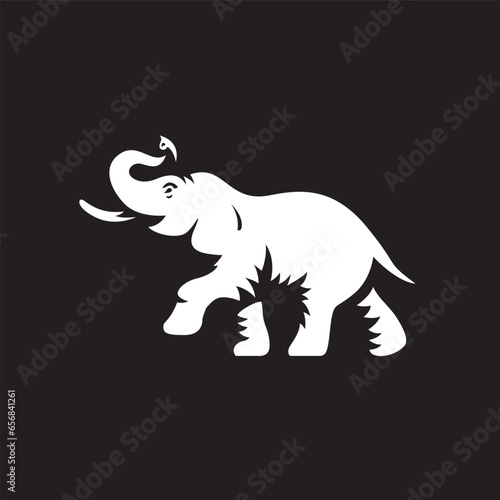 Illustrative silhouette of an elephant in motion. Simple walking elephant illustration vector design.