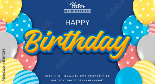 Happy birthday text effect editable 3d style