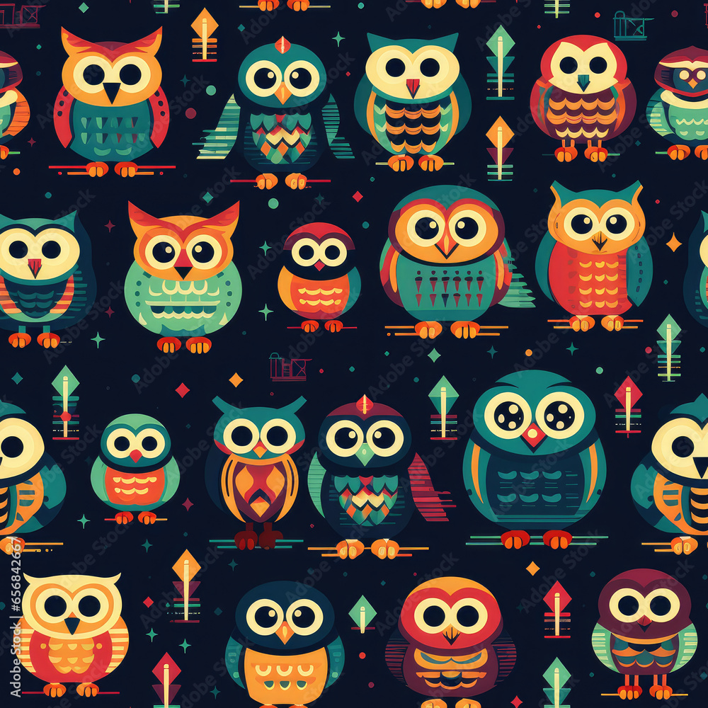 Cute owl simple childish repeat pattern Cute owl simple childish repeat pattern