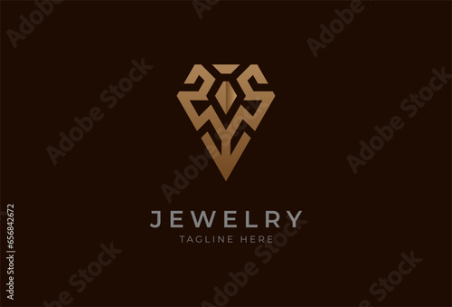 Diamond Jewelry logo. Elegant Decorative diamond logo design inspiration. usable for brand and business logos. flat design logo template element. vector illustration