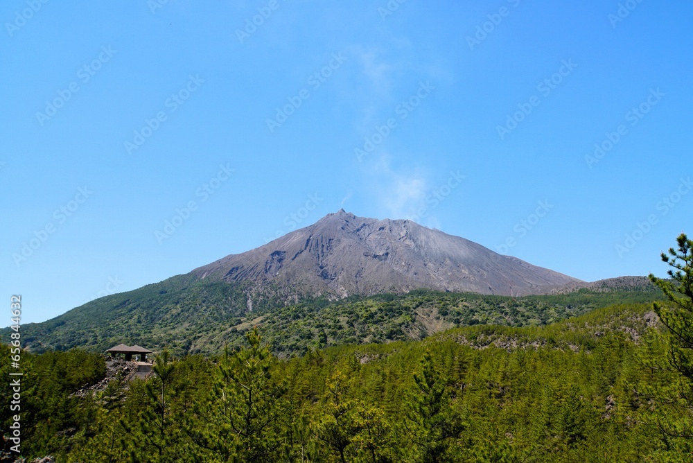 Sakurajima View from Arimura Lava Observatory, japan