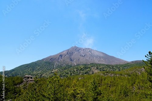 Sakurajima View from Arimura Lava Observatory, japan