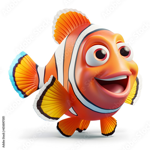 Cartoon 3d of clown fish isolated on white