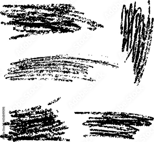 Scribble brush strokes set, vector logo design element. Drawn by hand with a pencil