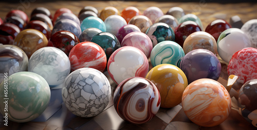 the balls of the colorful marble. Generative Ai content