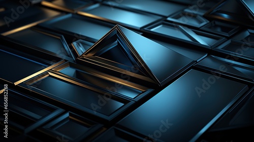 Modern black blue abstract background. Triangular geometric shape