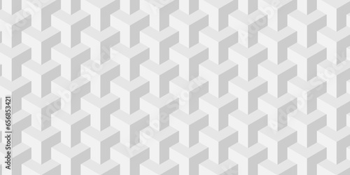 Abstract geometric structure mosaic and tile square background with cubes pattern. Seamless geometric pattern abstract background. abstract cubes geometric white and gray color hexagon technology.