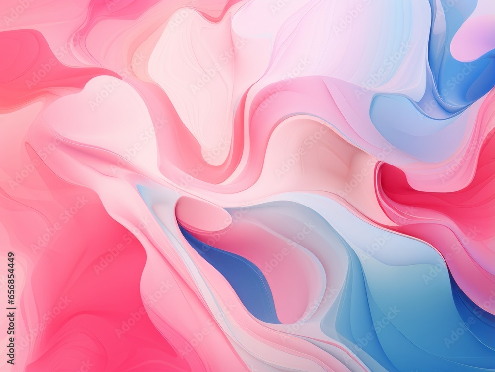 Obraz premium Pink and blue acrylic paints mix freely, forming an interesting structure. Abstraction. Imitation paint.
