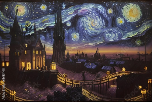 illustration of a city under a beautiful night
