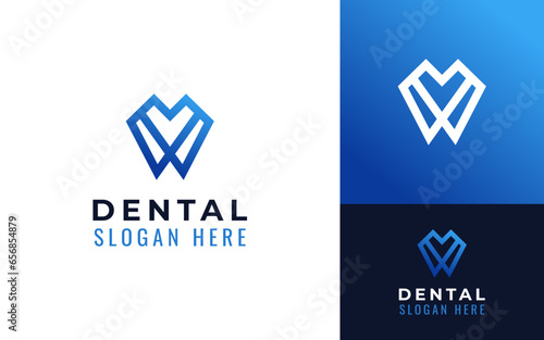Simple Creative Monoline Geometric Teeth Tooth Dental Dentist Dent Logo Branding Template