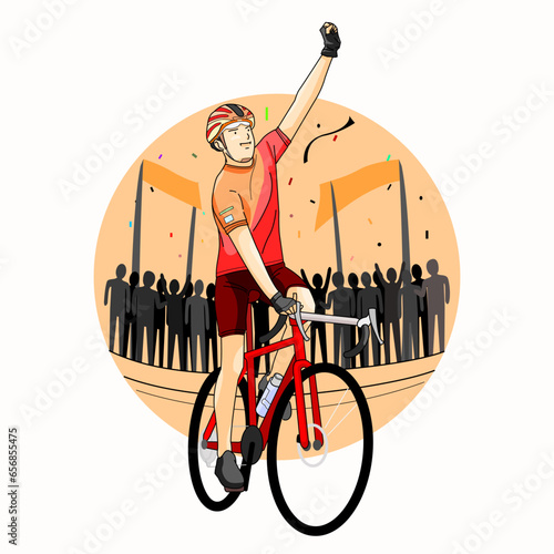 cycling race winner in finish line