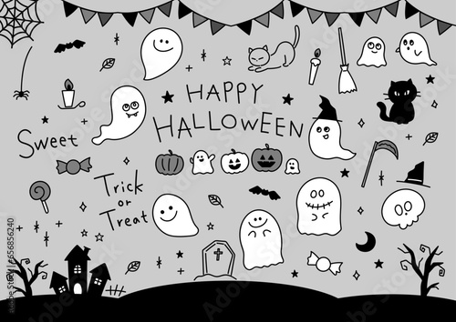 HappyHalloween モノクロ