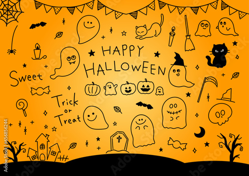 HappyHalloween オレンジ背景