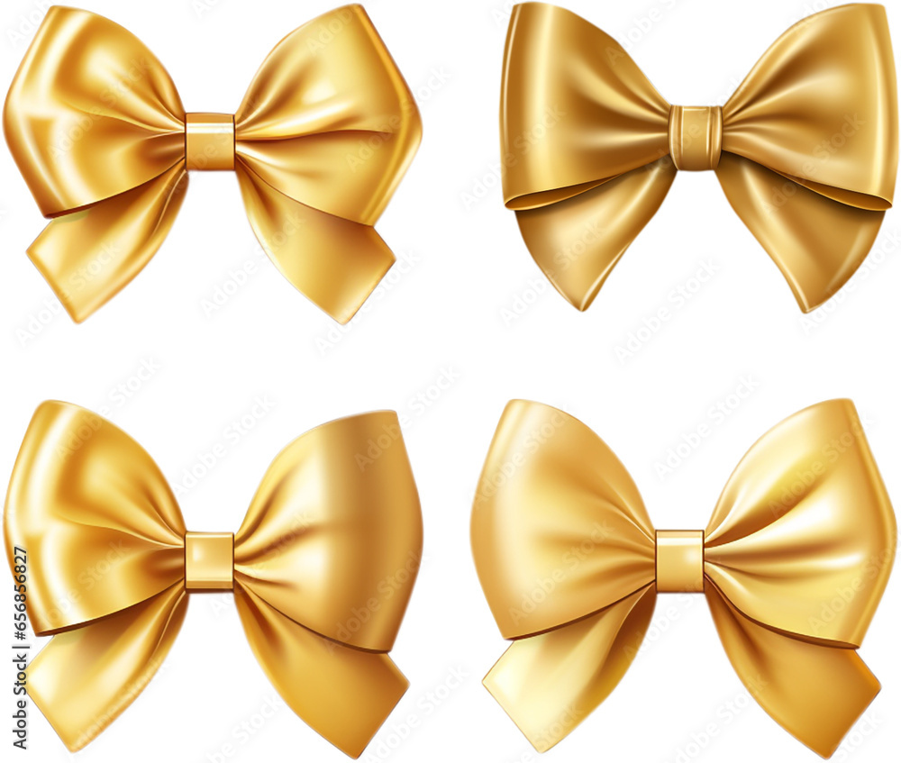Gold bow ribbon. illustration.