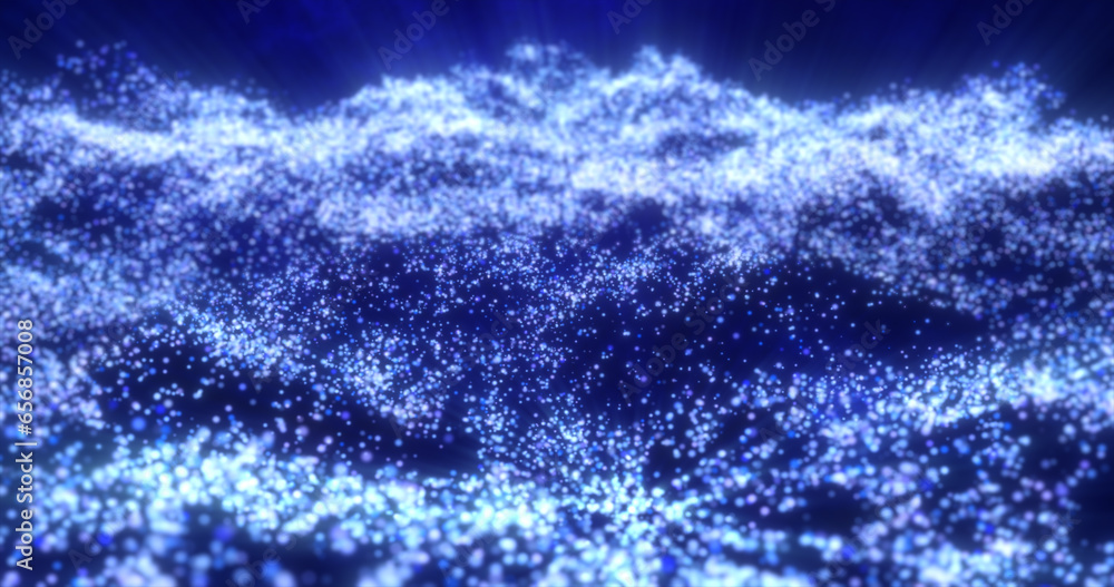 Blue waves from energy particles magical glowing high tech futuristic light dots abstract background Blue waves from energy particles magical glowing high tech futuristic light dots abstract background