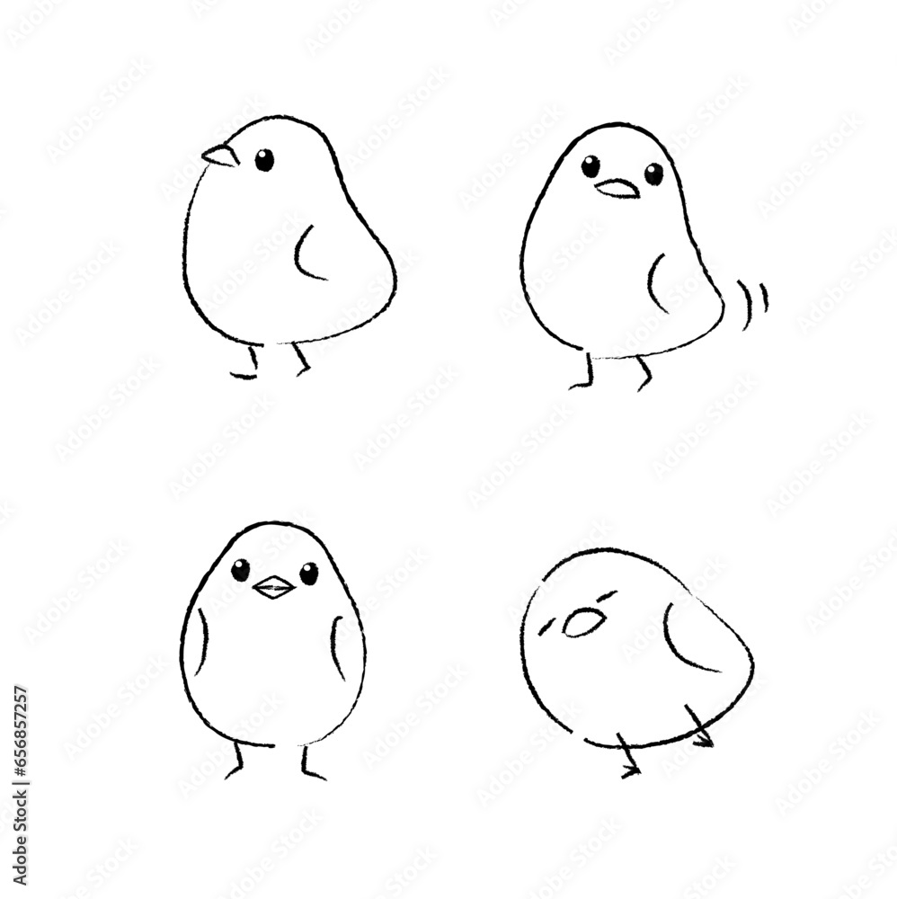 ふわふわひよこのイラスト モノクロ ふわふわひよこのイラスト モノクロ