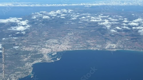 Wallpaper Mural Aerial view from Palma de Mallorca city and airport, shot from a jet cabin while flying at 10000m high. A pilot’s perspective. Torontodigital.ca
