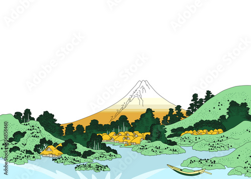 浮世絵　甲府三坂水面風イラスト※Affinity Designer作成svgファイル