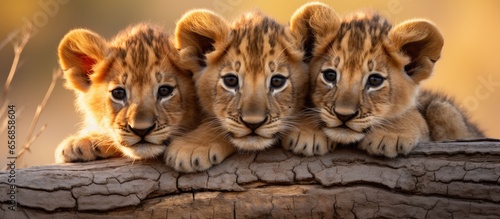 Lion cubs resting together waiting for mother © 2rogan