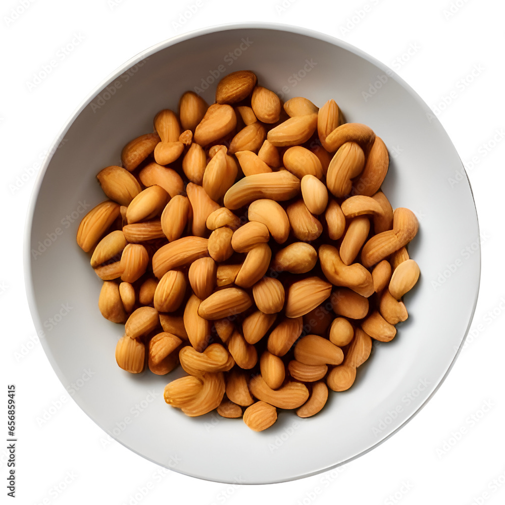 A bowl of peanuts, isolated on png transparent without background, generative ai A bowl of peanuts, isolated on png transparent without background, generative ai