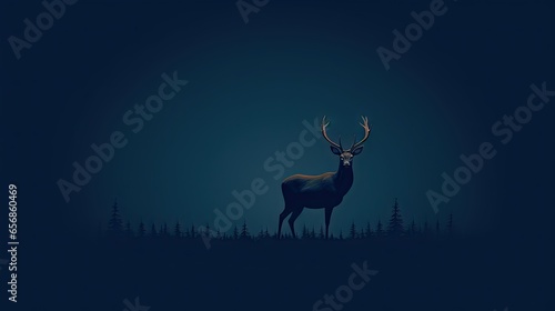  a deer standing in the middle of a forest at night.  generative ai